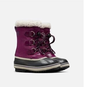 Sorel Youth Wild Iris Dark Plum Yoot Pac Nylon Snow Waterproof Boots Size 7